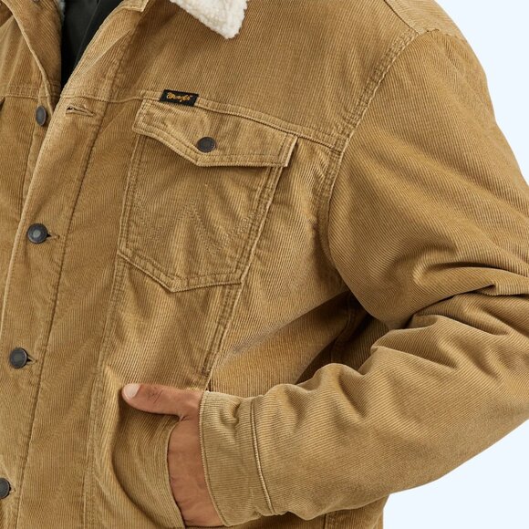 NWT Men's Wrangler Cowboy Cut Sherpa Lined Corduroy Jacket Gift for Him - Picture 3 of 4